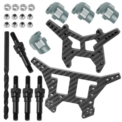 BRCatWPark Shock Towers & Shock Cap Protector & Shock Standoff Upgrades Part for 1/8 Kraton Notorious Outcast 6S BLX,RC Carbon Fibre Shock Towers Aluminium Alloy Shock Cap Hops Up,Titanium