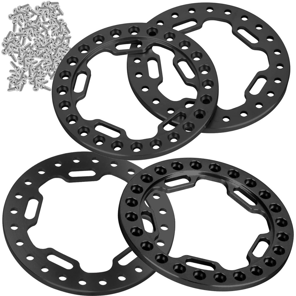 BRCatWPark Metal 1.9 Beadlock Wheels Replacement Ring for 1/10 TRX4 SCX10 90046 90047 Crawler RC Car,4Pcs RC 1.9 Beadlock Wheels Replacement Ring,Black