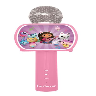 Lexibook, Gabby's Dollhouse, Bluetooth Microphone with Voice Changing Function, Built-in Speaker, Phone Holder Included, Pink, MIC240GDH