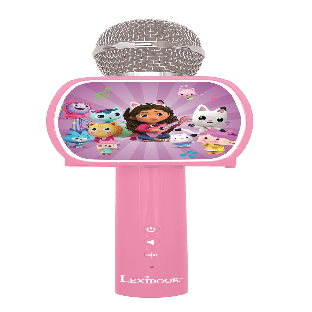 Lexibook, Gabby's Dollhouse, Bluetooth Microphone with Voice Changing Function, Built-in Speaker, Phone Holder Included, Pink, MIC240GDH