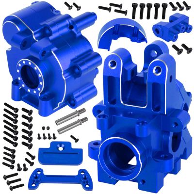 BRCatWPark RC Center Gearbox & Front or Rear Transmission Case Upgrades Part for 1/5 Kraton 8S BLX Outcast 8S BLX,Aluminum Alloy Front or Rear Gearbox & Center Transmission Gearbox Hops Up,Navy Blue