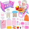 Besurejoy 12'' Baby Doll Care Playset with High Chair, Crib Bed, Swaddle,Blanket, Pacifier, Bib,Diaper,Feeding Accessories and Backpack. 26 PCS Kids Pretend Play Reborn Toy Gifts Set for Girls Ages 3+ view 1