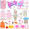 Besurejoy 12'' Baby Doll Care Playset with High Chair, Crib Bed, Swaddle,Blanket, Pacifier, Bib,Diaper,Feeding Accessories and Backpack. 26 PCS Kids Pretend Play Reborn Toy Gifts Set for Girls Ages 3+ view 2