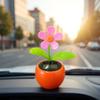 Orange Solar Dancing Flower Car Dashboard Decorations - Funny Solar Powered Dancing Flower Pot Car Ornaments Flower Swinging Toy for Car Decor, Funny Gifts, Solar Power Kits view 3