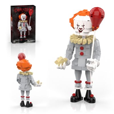aphpaio Pennywise Clown Building Set, Horror IT Movie Merchandise Figure Building Kit, Creative Halloween Collectible Birthday Gift for Kids Teens Adults (299Pcs)