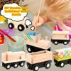 Hoarost 18 Pack Unfinished Wooden Cars Unpainted Magnetic Wood DIY Crafts Trains Car for DIY Craft Activities Birthday Gift (Color Set 2) view 3