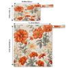 Orange Floral Wet Bag 2Pcs Wet Dry Bag Waterproof Travel Laundry Bags Swimsuit Bags Storage Cloth Diaper Wet Bags Bathing Suit 0rganizer Bags for Beach, Yoga, Gym, Pool view 2