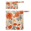 Orange Floral Wet Bag 2Pcs Wet Dry Bag Waterproof Travel Laundry Bags Swimsuit Bags Storage Cloth Diaper Wet Bags Bathing Suit 0rganizer Bags for Beach, Yoga, Gym, Pool view 4