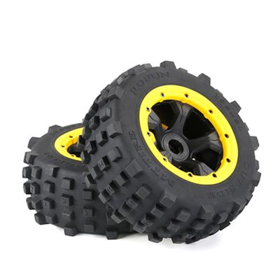 FLMLF Rc Car Knobby Rear Wheel Tire 2pcs 195X80mm for 1/5 HPI ROFUN ROVAN KM Baja 5T 5SC 5FT Truck Parts (Yellow)
