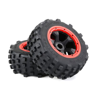 FLMLF Rc Car Knobby Rear Wheel Tire 2pcs 195X80mm for 1/5 HPI ROFUN ROVAN KM Baja 5T 5SC 5FT Truck Parts (Red)