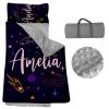 Personalized Nap Mats for Daycare - Kids Nap Mat with Pillow and Blanket for Preschool Kindergarten Custom Name Space Toddler Sleeping Bag for Boys, Thick Padded Easy Roll Up Meteor view 1