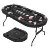 Goplus 72 Poker Table Foldable, 8 Players Card Board Game Table w/Deep Metal Cup Holders, Casino Grade Felt, Portable Folding Oval Blackjack Table for Texas Holdem, No Assembly Required (Black) view 1