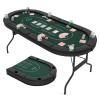 Goplus 72 Poker Table Foldable, 8 Players Card Board Game Table w/Deep Metal Cup Holders, Casino Grade Felt, Portable Folding Oval Blackjack Table for Texas Holdem, No Assembly Required (Green) view 1