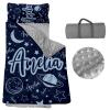 Personalized Nap Mats for Daycare - Kids Nap Mat with Pillow and Blanket for Preschool Kindergarten Custom Name Space Toddler Sleeping Bag for Boys, Thick Padded Easy Roll Up Star view 1