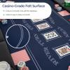 Goplus 72 Poker Table Foldable, 8 Players Card Board Game Table w/Deep Metal Cup Holders, Casino Grade Felt, Portable Folding Oval Blackjack Table for Texas Holdem, No Assembly Required (Blue) view 4