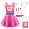 YODISON Superheros Fans' Dress With Lace On The Shoulders Match Accessories Fit Halloween Birthday Party Outfits(120cm/4-5T) Blush view 1