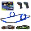Tracer Racers Remote Control Cordless Glow in The Dark High-Speed Super Loop Speedway Track Set with Two Cars for Dual Racing, Glow Blue view 1