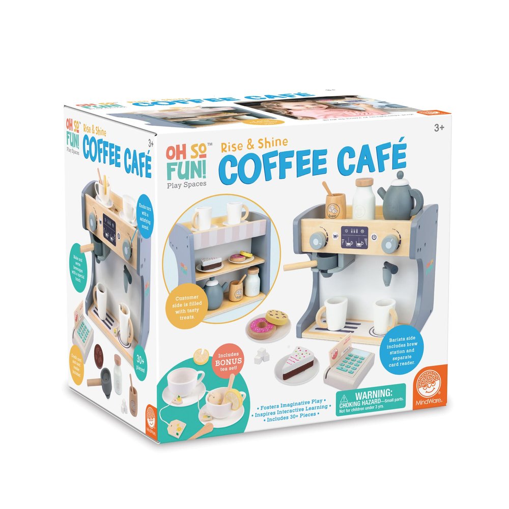 MindWare Oh So Fun! Rise & Shine Coffee Caf and Kids Tea Set for 3 Year Olds and Up