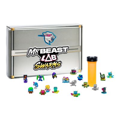 MrBeast Lab Swarms Series 2 Atomic Cash Case 18-Pack Collectible Micro Beasts, Includes Exclusive Ultra Rare & Special Edition Figures, Reveal 2 with Water & Shake Test Tube, 1" Figures for Kids 5+