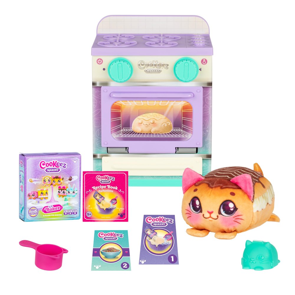 Cookeez Makery Lil' Bakez Oven, Mix The Dough and Make A Scented Surprise Pet in The Form of A Deliciously Scented Plush Toy (Non-Electronic), Bake and Collect - Styles May Vary