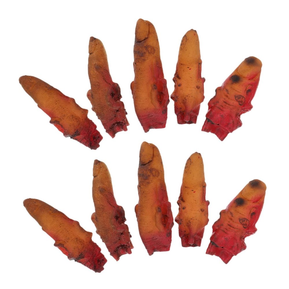 Abaodam Halloween Props 10pcs Fake Hand Blood Stains Scary Finger Prop for Party Horror Decorations
