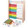 Wooden Abacus for Kids Math - 10 Row Bead Counting Frame with Counting Sticks & Number Alphabet Cards, Learn Counting, Educational Gift for Toddlers, Preschoolers - Ideal for Home, School & Daycare view 1