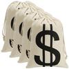 4Pcs 11.8 x 15.7 Inches Canvas Money Bags - Halloween Prop Money Bag with Dollar Sign, Money Sacks for Bank Robber Costume Pirate Cosplay Theme Party view 1