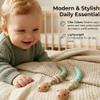 2Pcs Silicone Pacifier Clip with Natural Wooden Rings, Green Pacifier Holder Binky Clips for Baby Girl and Boys (Green) view 2