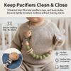 2Pcs Silicone Pacifier Clip with Natural Wooden Rings, Green Pacifier Holder Binky Clips for Baby Girl and Boys (Green) view 3