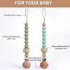 2Pcs Silicone Pacifier Clip with Natural Wooden Rings, Green Pacifier Holder Binky Clips for Baby Girl and Boys (Green) view 4