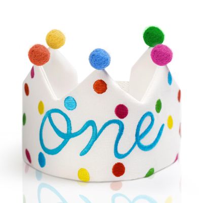 AIKERUBU Personalized Hand Embroidered Crown, 1st Birthday Hats for Kids Boys Girls, Made 100% Natural Fiber Linen, Decored with Wool Balls, Souvenir for First Birthday and Special Occasions