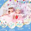 AIKERUBU Personalized Hand Embroidered Crown, 1st Birthday Hats for Kids Boys Girls, Made 100% Natural Fiber Linen, Decored with Wool Balls, Souvenir for First Birthday and Special Occasions view 2