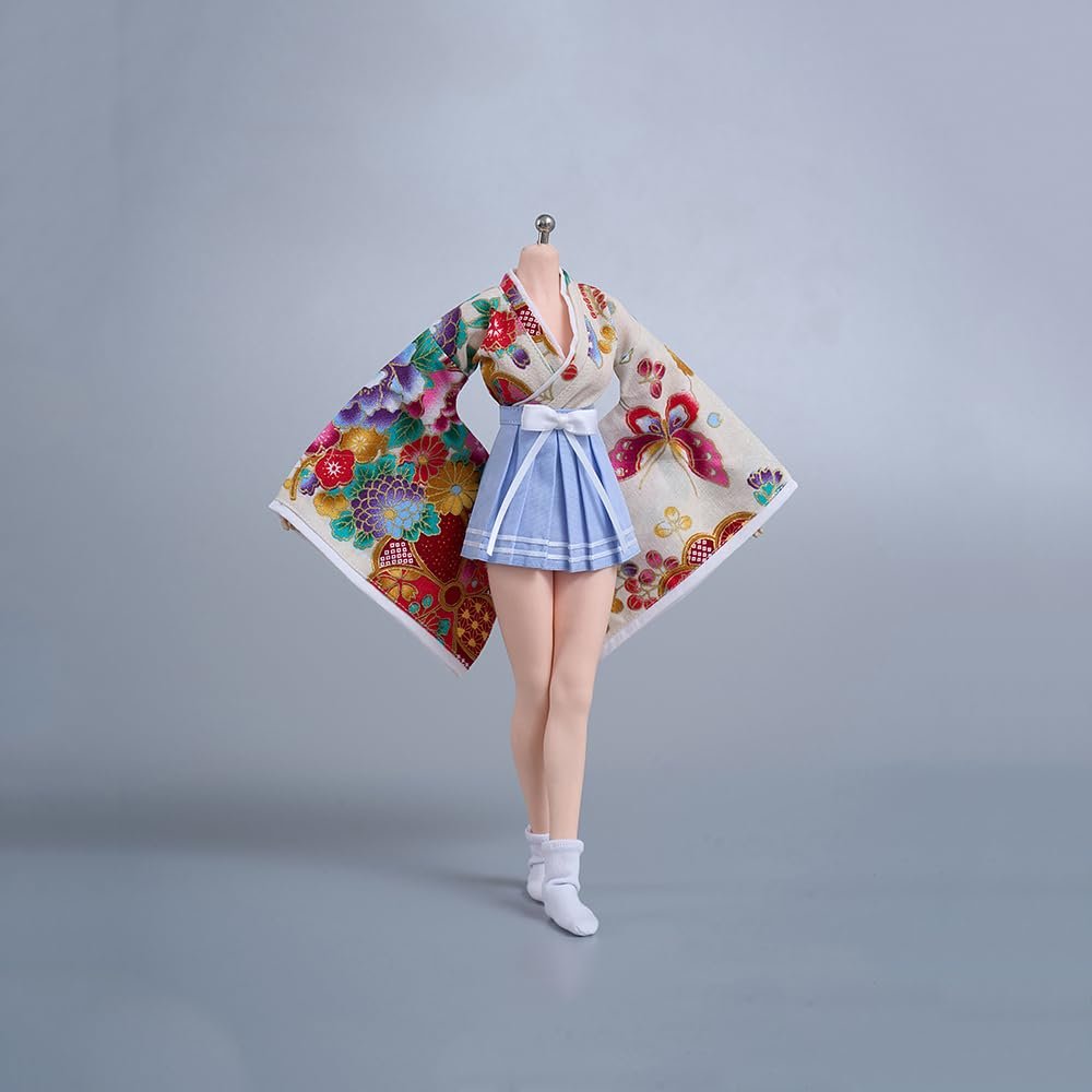 1/6 Scale Female Clothes, Japanese Kimono Bathrobe Skirt Socks Clothes Set for 12inch PH TBL JO Action Figure Body (G-Short Version)