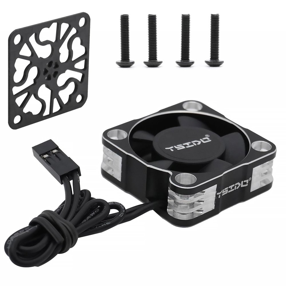 YSIDO Waterproof 3010 RC Cooling Fan 28000RPM Alluminum RC Car Motor Fan with Carbon Fiber Protective Board for RC Car 1/10 1/12 540 550 F540 3650 3660 Motor (Waterproof 3010S)