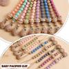 2Pcs Silicone Pacifier Clip with Natural Wooden Rings, Grey and Blue Pacifier Holder Binky Clips for Baby Boys (Blue) view 4