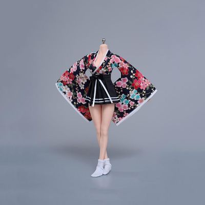 1/6 Scale Female Clothes, Japanese Kimono Bathrobe Skirt Socks Clothes Set for 12inch PH TBL JO Action Figure Body (H-Short Version)