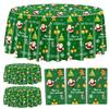 PTECDROTS 3Pcs Round Christmas Table Decorations - Green Xmas Tablecloths, 84inch view 1