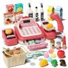 STACTCUTE 49Pcs Toy Cash Register with Scanner, Pretend Play Grocery Store Set with Real Calculator, Microphone, STEM Educational Supermarket Toys Gift for Boys Girls Kids Toddlers 3 4 5 6 7 8 (Pink) view 1