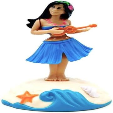 Blue Ornament Car Decor Shaking Head Doll Dancing Hula Girl Solar Powered Hula Girl Solar Dancing Girl Swinging Hawaiian Girl Solar Swinging Doll Decoration