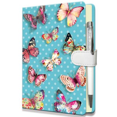 DWIYITTN Butterflies Journal for Girls - Birthday Gift for Teens & Kids, Notebook w/Pen & Magnetic Closure, 192 Pages Lined Hardcover Diary, 5.3"x7.5"