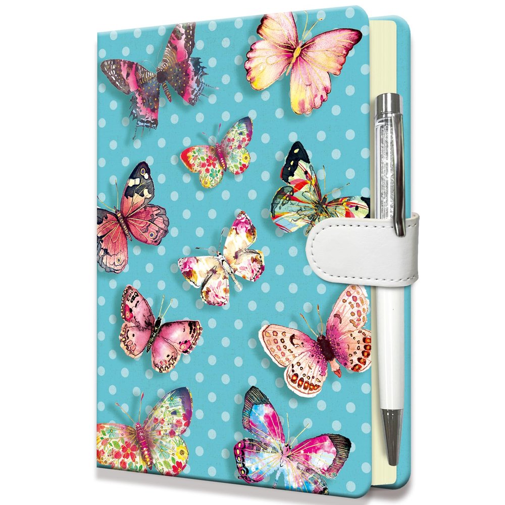 DWIYITTN Butterflies Journal for Girls - Birthday Gift for Teens & Kids, Notebook w/Pen & Magnetic Closure, 192 Pages Lined Hardcover Diary, 5.3"x7.5"