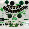 meowtastic Birthday Decorations, Happy Birthday Banner with Honeycomb Balls, Star Hanging Swirl Streamer, Circle Dot Garland, Happy Birthday Party Decorations for Women Men Boys Girls (Green & Black) view 2