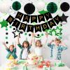 meowtastic Birthday Decorations, Happy Birthday Banner with Honeycomb Balls, Star Hanging Swirl Streamer, Circle Dot Garland, Happy Birthday Party Decorations for Women Men Boys Girls (Green & Black) view 3