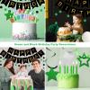 meowtastic Birthday Decorations, Happy Birthday Banner with Honeycomb Balls, Star Hanging Swirl Streamer, Circle Dot Garland, Happy Birthday Party Decorations for Women Men Boys Girls (Green & Black) view 4