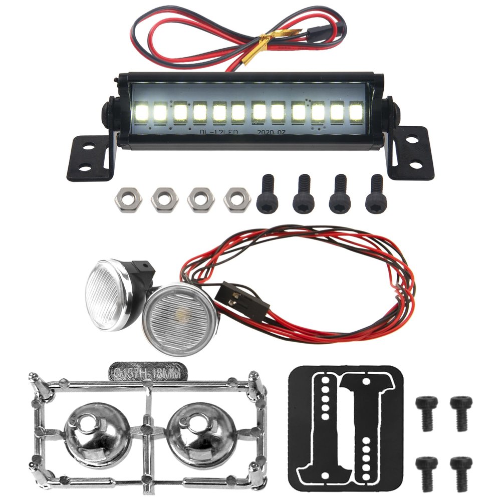 Electric Light, Black, Rectangular, 53mm/2.08 in Length, 12 White LEDs & 1/10 RC Car RC Car LED Light Headlights Spotlight