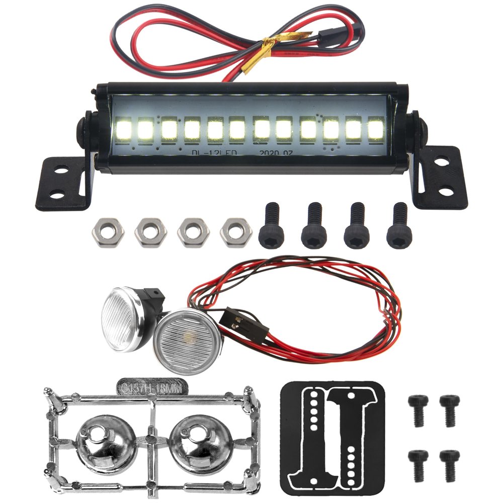 Electric Light, Black, Rectangular, 53mm/2.08 in Length, 12 White LEDs & 1/10 RC Car RC Car LED Light Headlights Spotligh