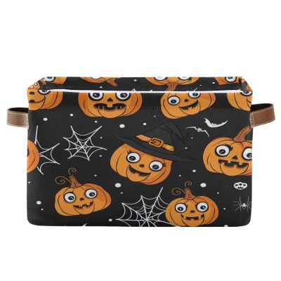 xigua Cute Pumpkin Large Storage Basket 1PCS,Collapsible Toy Storage Bin Laundry Basket with Handle,Used for Home Closets, Offices, Bedrooms1709