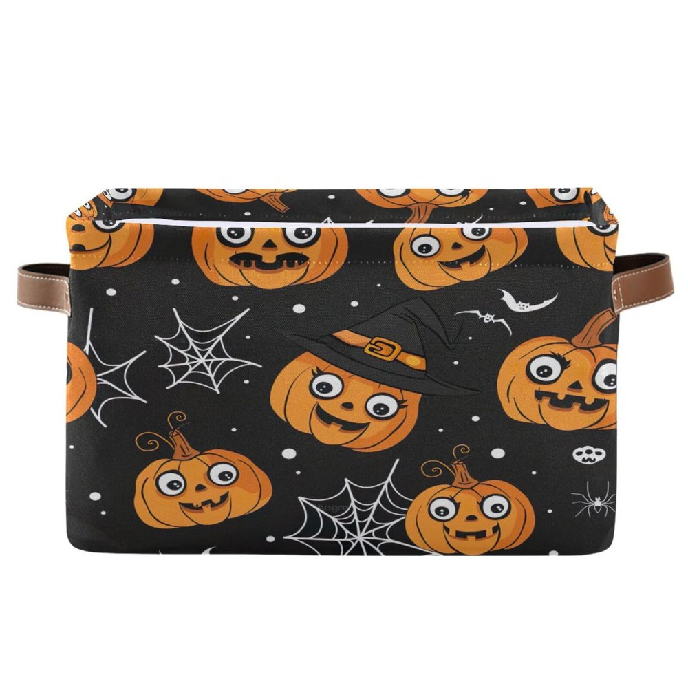 xigua Cute Pumpkin Large Storage Basket 1PCS,Collapsible Toy Storage Bin Laundry Basket with Handle,Used for Home Closets, Offices, Bedrooms1709