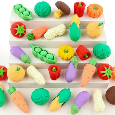 30 Pcs Vegetable Erasers for Kids - 3D Take Apart Puzzle Erasers for Desk Pet, Classroom Prizes, Game Rewards, Party Favors, Class Treasure Box