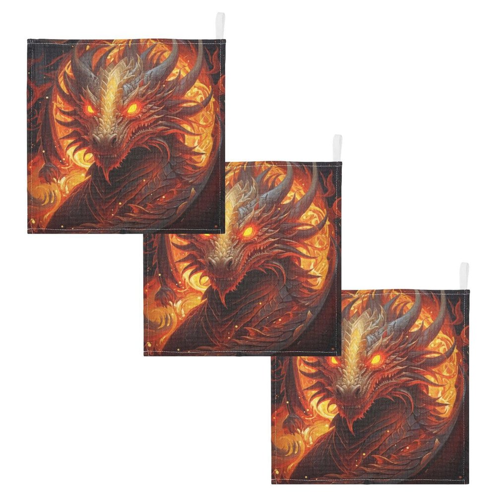 Jihqo Baby Washcloths 3 Pack Fire Dragon Face Towel 12x12 Soft Absorbent Muslin Towels for Newborns Cotton Baby Wipes